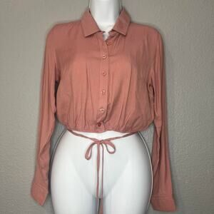 Iris dusty pink, cropped, long sleeve blouse size s